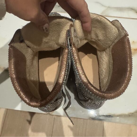 bks Women’s Crystal Rhinestone Embellished Lace Up Ankle Boots Size 8 - Picture 9 of 9